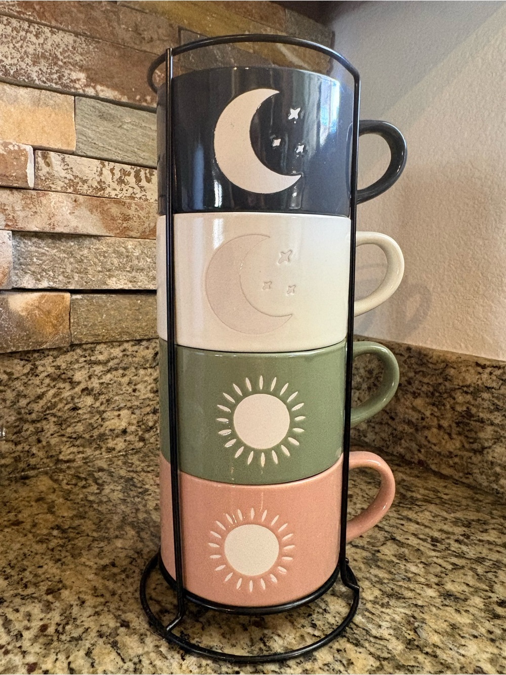 Set of 4 Stackable Coffee Mugs – Space Saving Mug Set